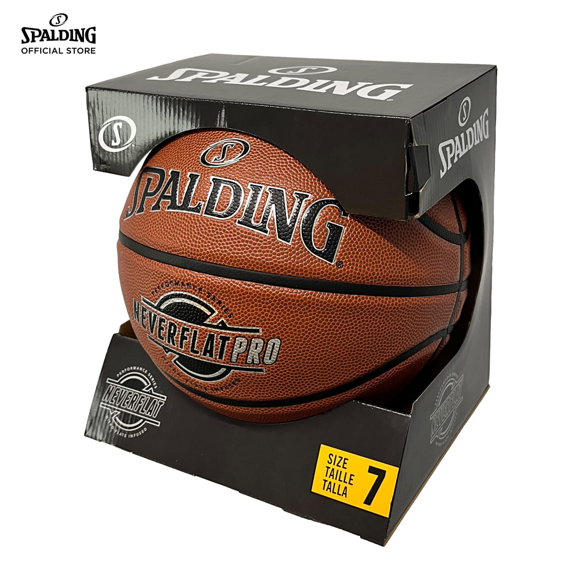 ลูกบาส SPALDING รุ่น NEVERFLAT PRO ลูกบาสเกตบอล หนัง PU, เบอร์ 7, ไม่ต้องเติมลม_1